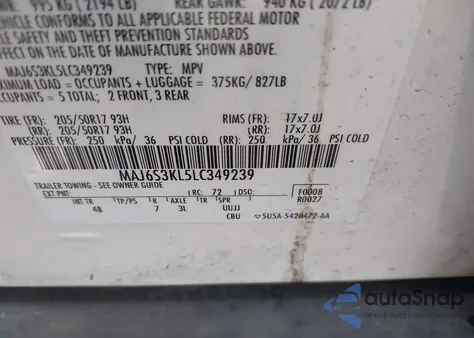 2020 Ford Ecosport Titanium из США, поврежденный, VIN MAJ6S3KL5LC349239